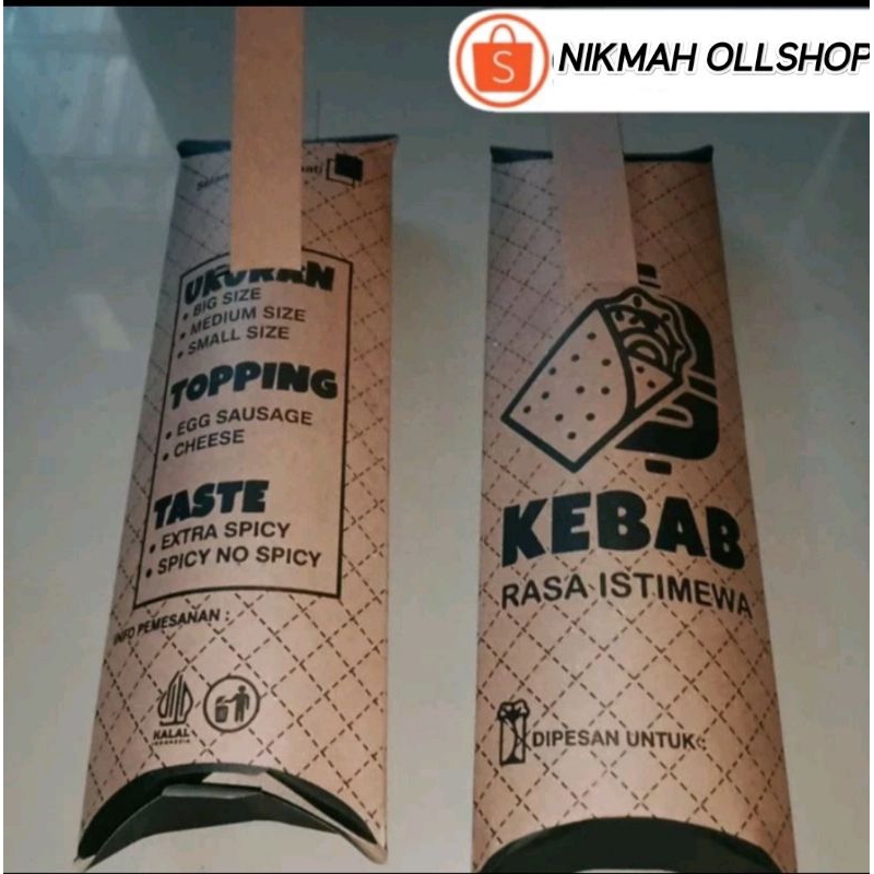 

dus kebab coklat tarikan jumbo 24x9 cm isi 100 lembar