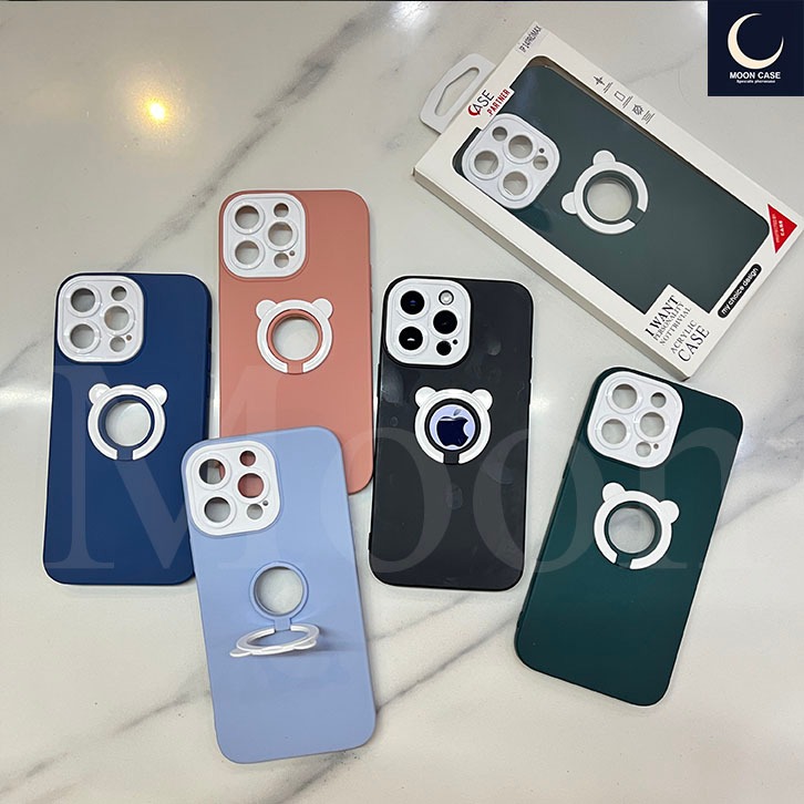 Ears Ring Stand Case For IPhone 12 13 14 11Pro 12Pro 13Pro 14Pro 11 Pro Max ProMax Softcase Casing S