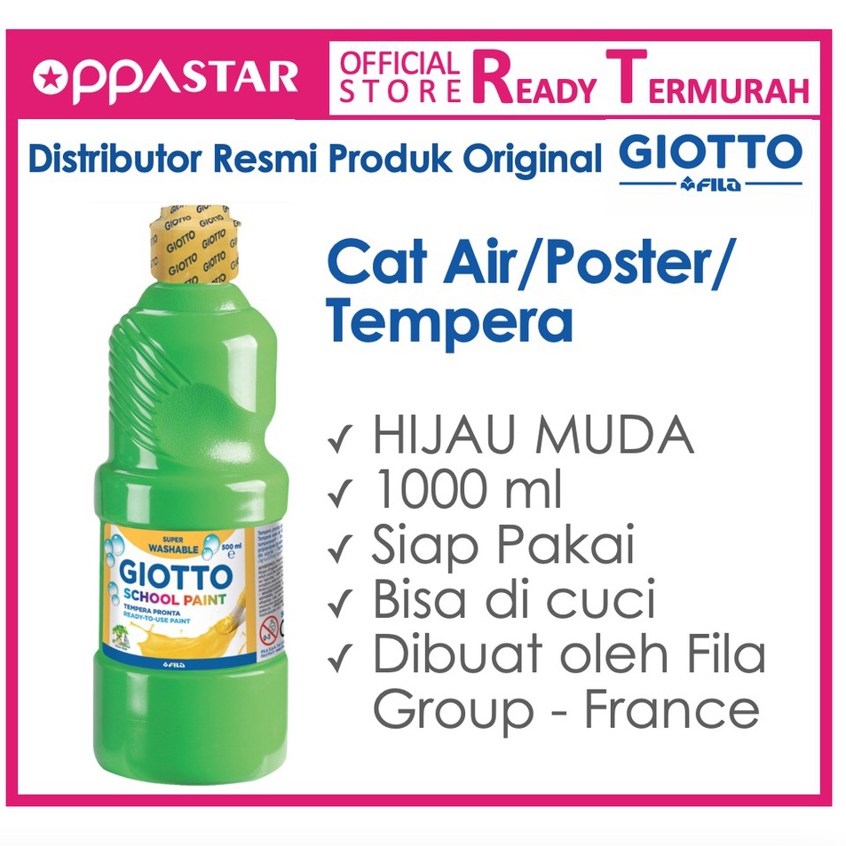 

Serbu Puas Cat Air Cat Poster Cat Tempera Giotto School Paint 1 ml Cinnabar Green Hijau Muda