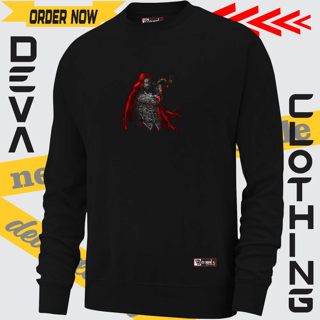 Sweater Putih Sweatshirt Crewneck Pria Basic Sablon ZORO ABSTRAK Original Derva Clothing Suiter Cree