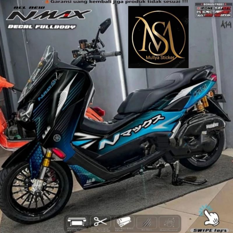 stiker decal nmax new 2020 full body variasi grafiti sky blu