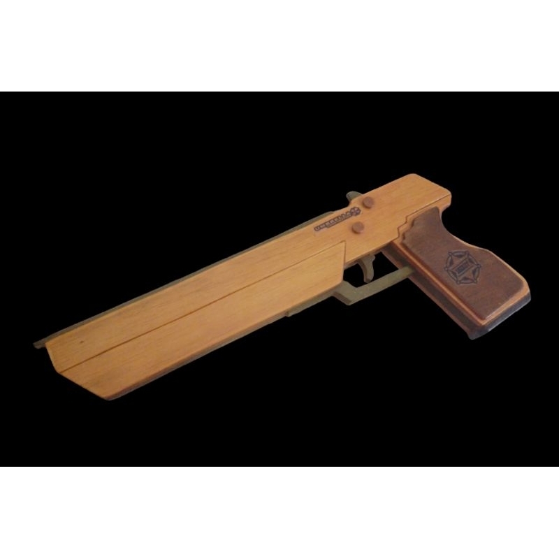 "the robo" rubber band gun / pistol kayu peluru karet gelang