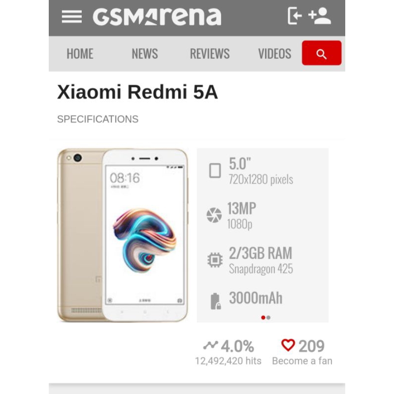 Xiaomi Redmi 5a bekas pakai.