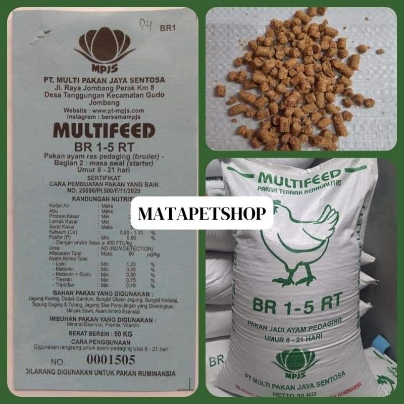 Pur Ayam Multifeed Br 1-5 RT PELLET 1 kg Pakan Ayam Br 1-5 1 kg