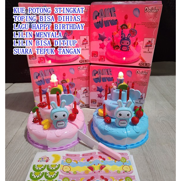 MAINAN BIRTHDAY CAKE KUE ULANG TAHUN 3TINGKAT TIUP LILIN