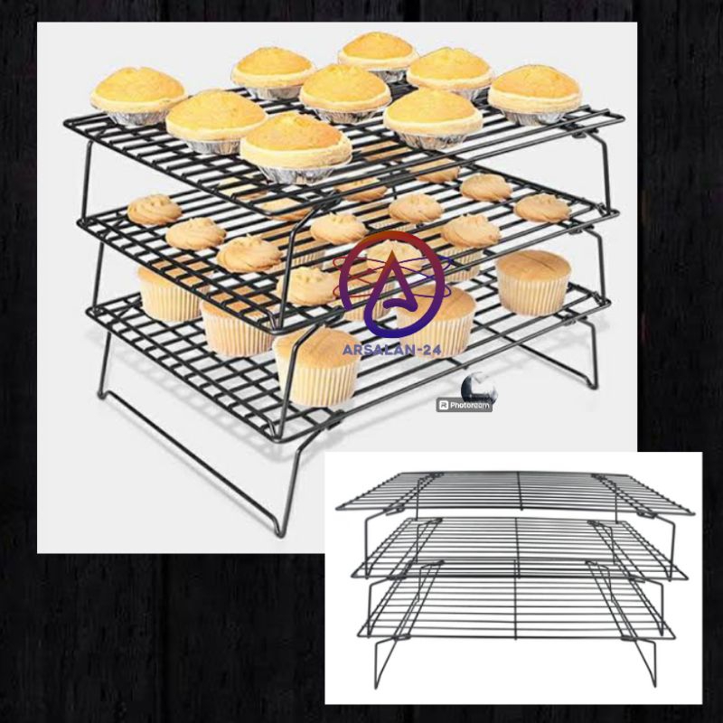 cooling rak pendingin kue susun 3, cooling rak lipat