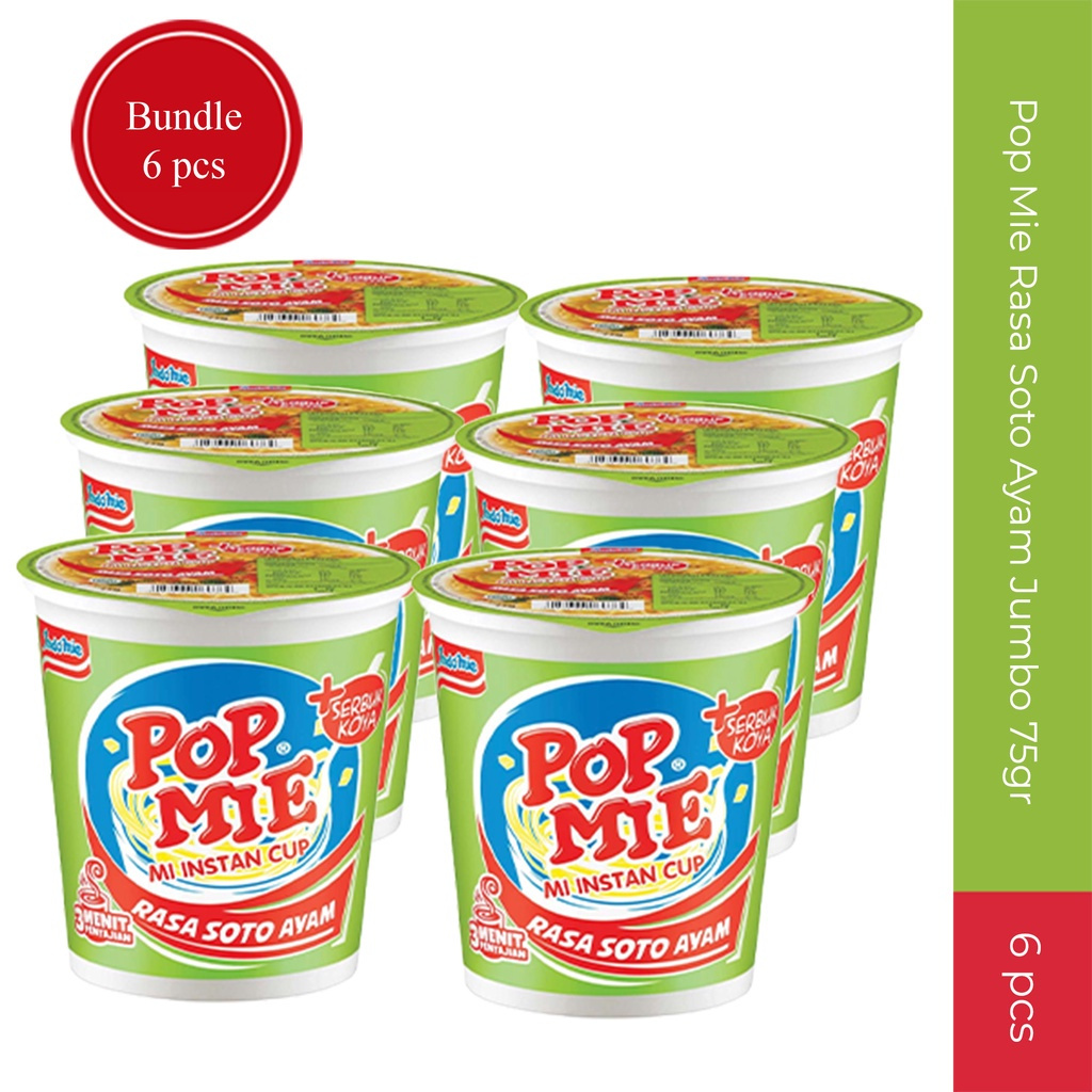 

Pop Mie Rasa Soto Ayam Jumbo 75gr - 6 pcs