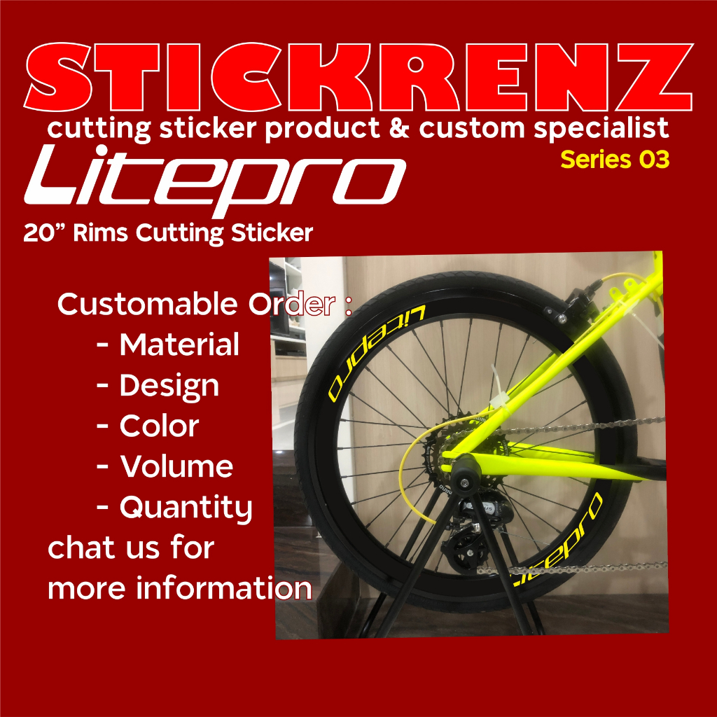 Cutting Sticker Velg Rims Sepeda Lipat 20" Litepro 03 Custom