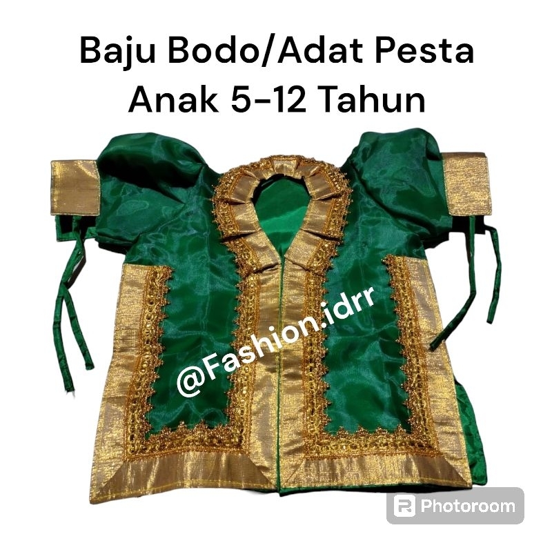 Baju Bodo Adat/Pesta Hijau Anak 5-12 Tahun