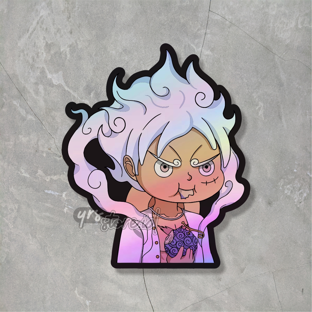 

Sticker Anime Hologram Luffy gear 5 hologram Ukuran +- 7 x 6 cm sticker case hp laptop dll
