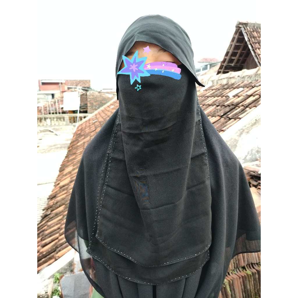 Niqob cadar bandana poni 2 layer-khimar-cadar arab