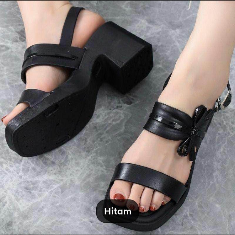 SBI 194 SANDAL WANITA SLOP WEDGES HEEL PITA TALI BELAKANG RUBER JELY IMPORT
