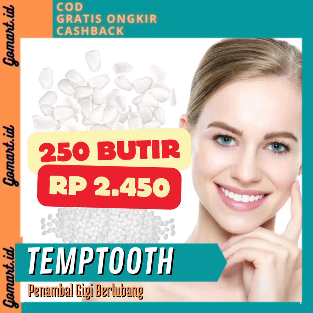 Temptooth Gigi Palsu 250 Butir - Penambal Gigi Berlubang 250 Butir - Temporary Tooth Repair Kit Denture Teeth 250 Butir