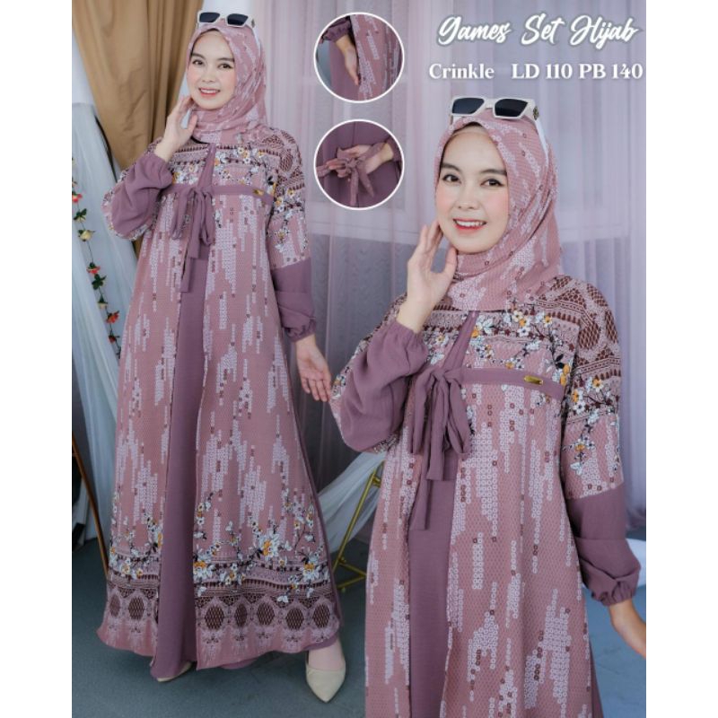 GAMIS SET HIJAB ALEVA MOTIF ETNIK TERBARU