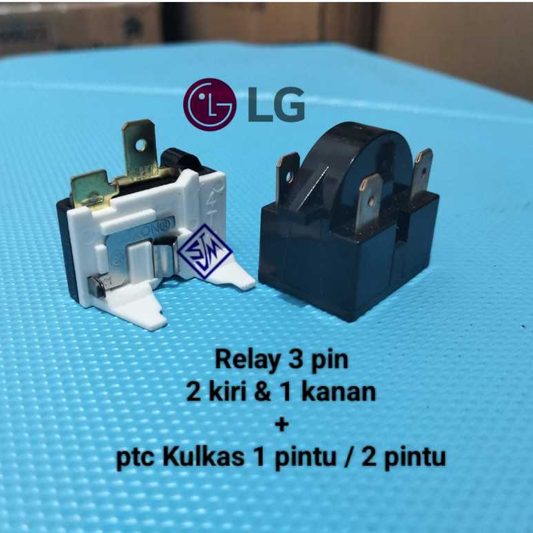 Relay 2 pin kiri 1 pin kanan  + Ptc Overload Kulkas LG 1 pintu / 2 pintu