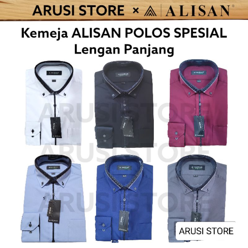 KEMEJA ALISAN MOTIF POLOS SPESIAL Lengan Panjang size Normal ( S - 4XL ) Jumbo ( 100% ORI )
