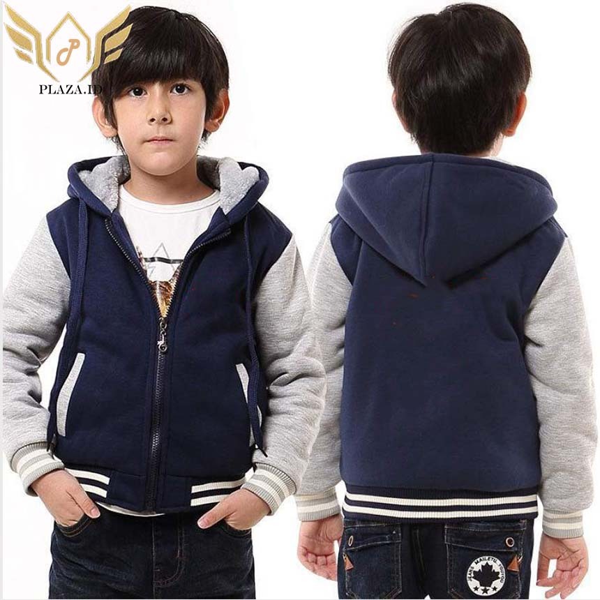 Jaket Anak Cewek Cowok Jaket Anak Baseball Varsity Kancing polos navy abu muda Hoodie Model Korea Ja