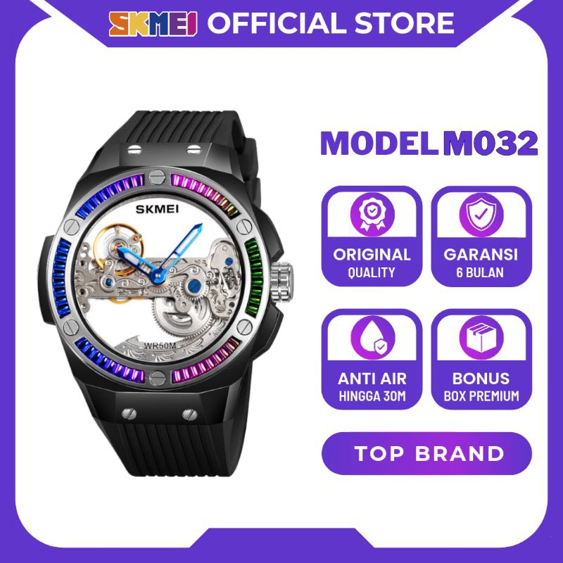 SKMEI Jam Tangan Mechanical Pria Automatic Movement Otomatis Anti Air M032 Original