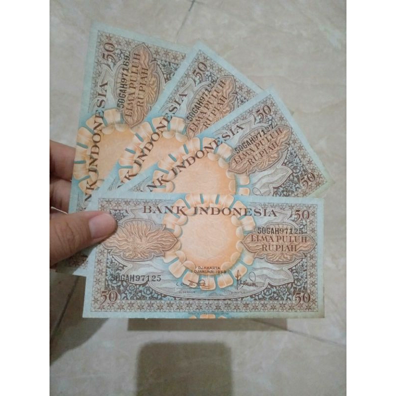 50 rupiah seri bunga 1959 bagus asli