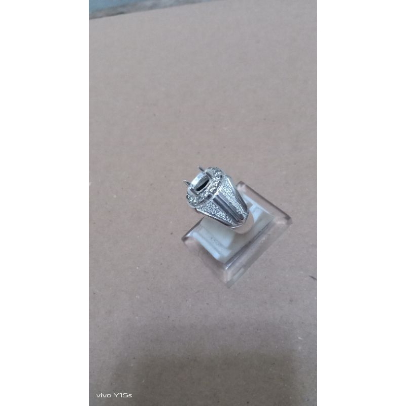 emban cincin perak 925 handmade model sircon keliling untuk batu kecil sedia tanam atau catokan