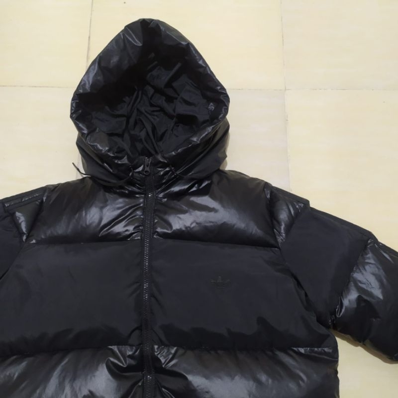 Jaket puffer bulu angsa adidas full black original outdoor pendaki gunung