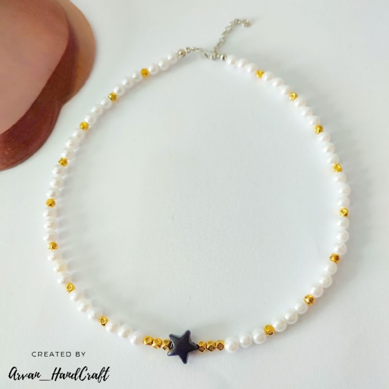 Kalung Manik Manik Bintang Hitam // Kalung Mutiara Bintang Hitam