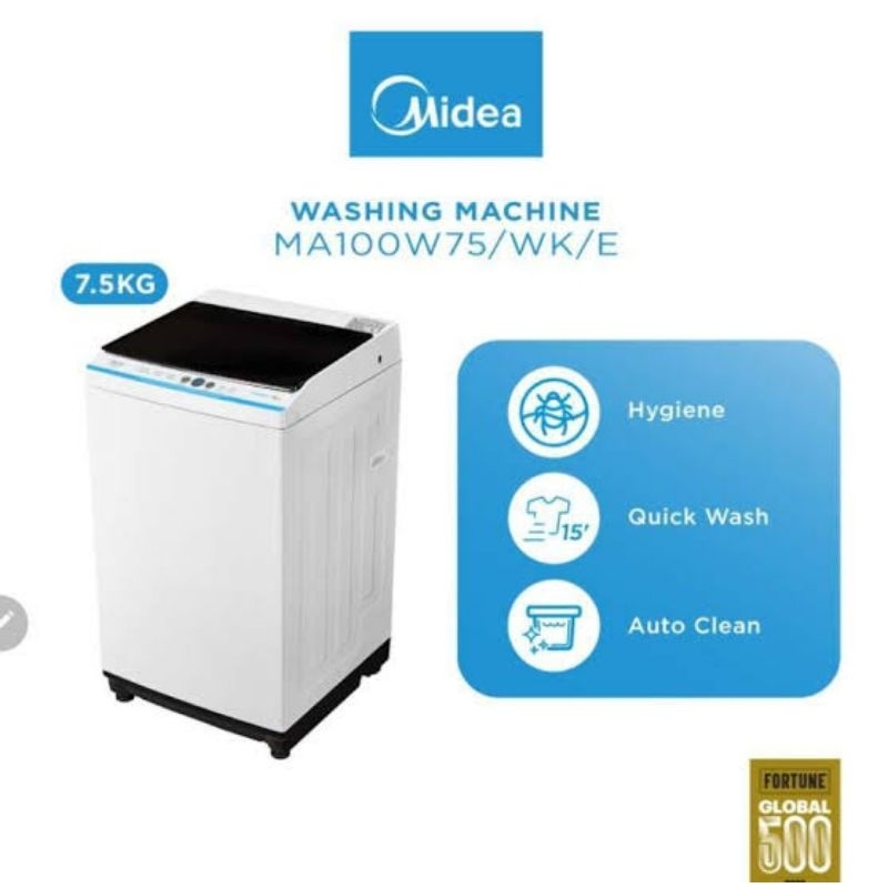 MIDEA MESIN CUCI TOP LOADING 7.5KG MA100W75 Mesin Cuci Otomatis
