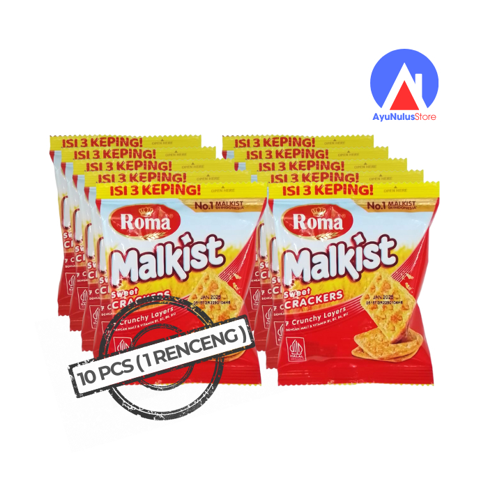 

Renceng 10 Pcs Roma Malkist Sweet Crackers 18g | Makanan Ringan Favorit Anda