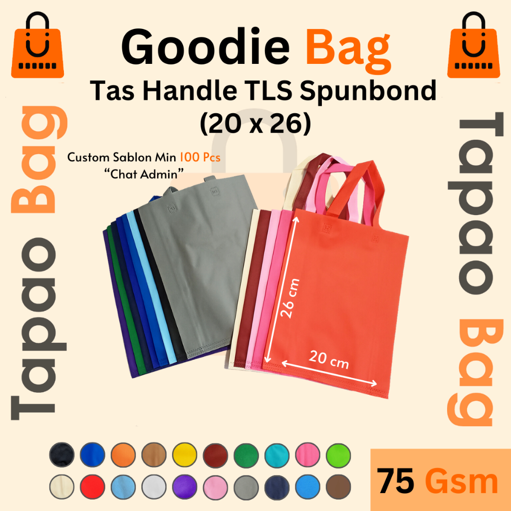 

Tas Spunbond 20 x 26 Handle Goodie Bag Tote Bag Tas Kain Souvenir Hampers Spunbond - Pcs
