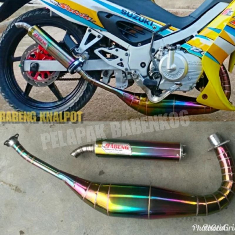 knalpot suzuki satria 2 tak RGV 120 RGX 120 Stinger 120 Akira 120 hiu ru kolong ninja pelangi
