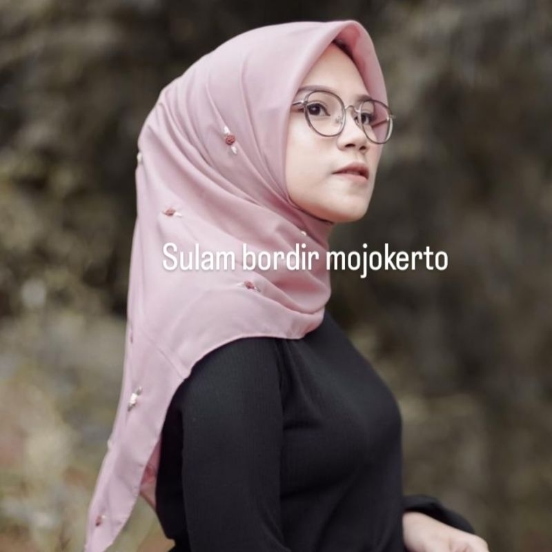 Hijab sulam jilbab sulam kerudung sulam model DAUNDUA murah HIJAB PARIS SULAM