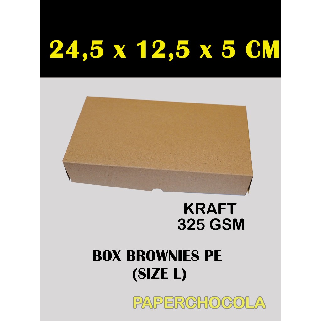 

BOX KRAFT COKLAT LAMINASI BROWNIES L UNTUK KOTAK BROWNIES KUE ROTI SNACK 24,5X12,5X5