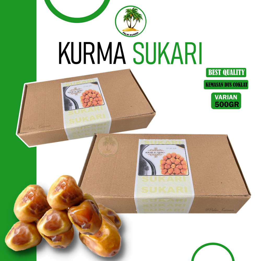 

Kurma Sukari[500gr]//SUKKARI AL-QASSEM//PREMIUM QUALITY[KEMASAN DUS COKLAT]