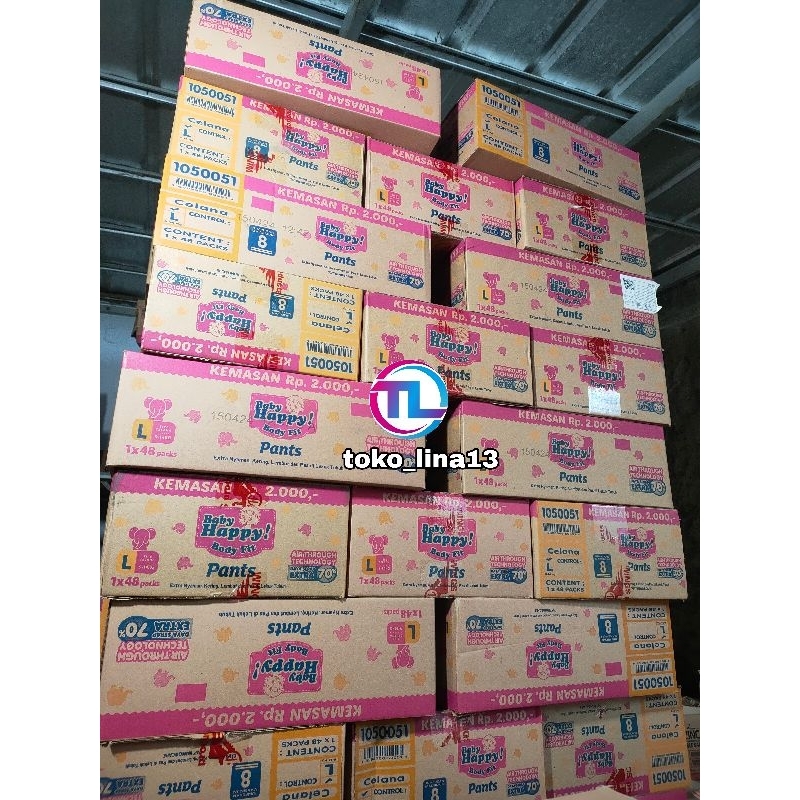 Baby Happy ukuran S, M, L, XL, XXL 1 dus isi 8 renceng (48 pcs)