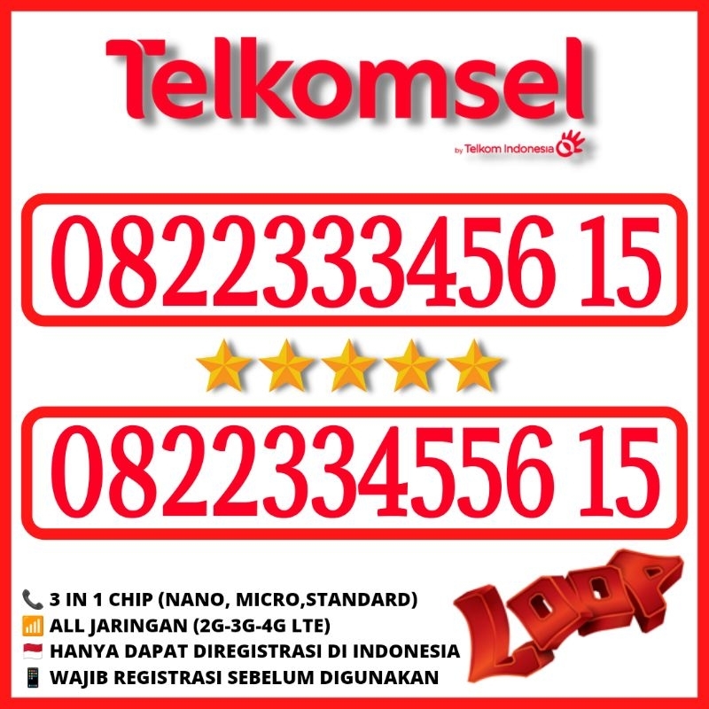 Nomor Cantik Telkomsel Simpati Loop seri Couple Urut