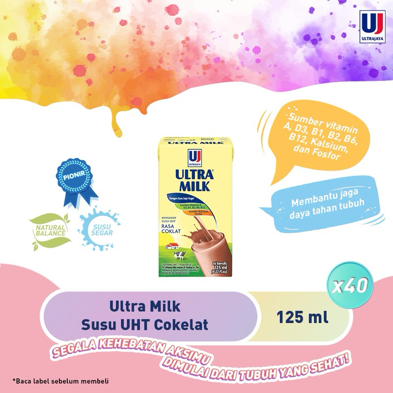 

ULTRA MILK Susu UHT 125ml (1 dus isi 40pcs). BISA MIX RASA