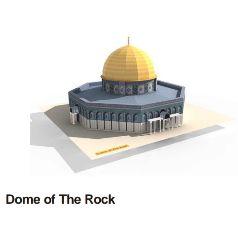 Lembaran pola papercraft miniatur masjid al aqsa (PR-F1)