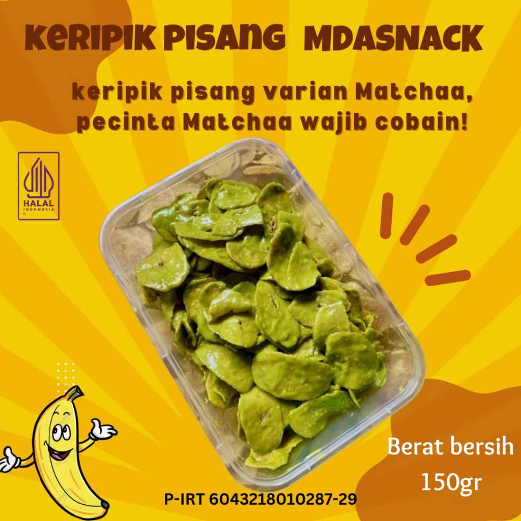 

Keripik pisang Coklat Lumer/ Kripik Pisang Mactha / Taro / Tiramisu 150gr