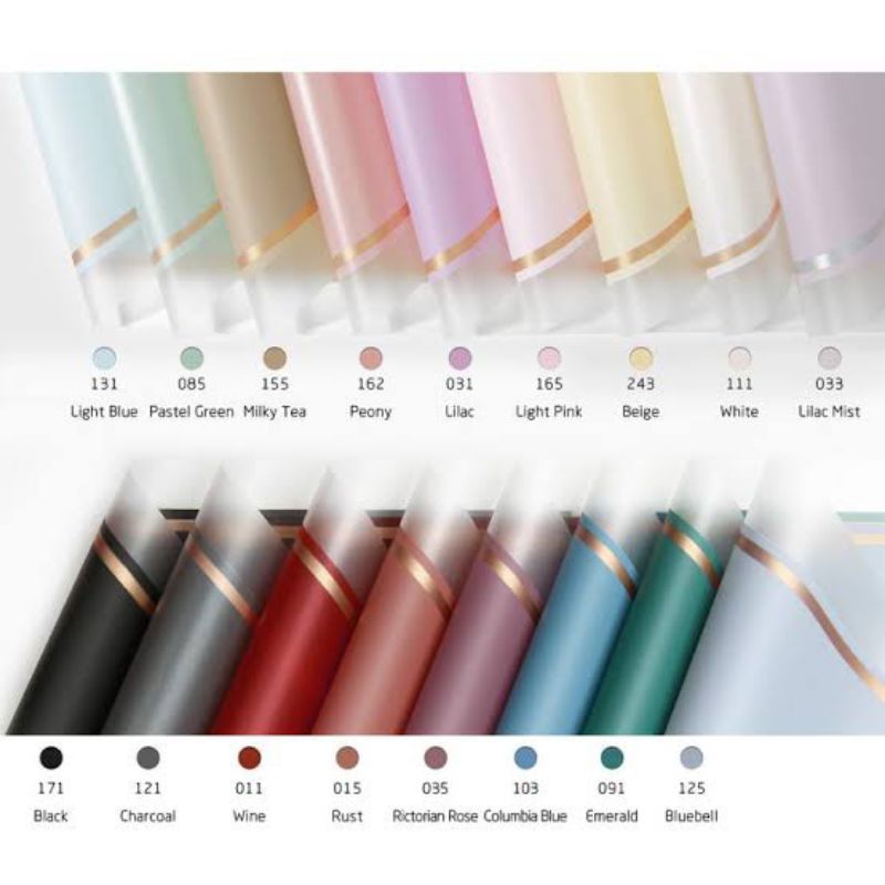 

[20 Lembar] Cellophane List Gold Frame Transparent Flower Wrapping Paper Matte