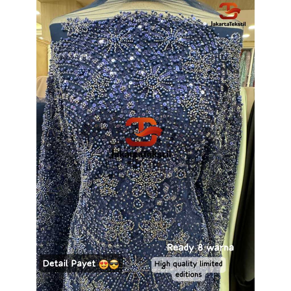 [135] Bakal Kain Kebaya Tile Bordir Payet elisab