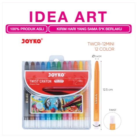 

Krayon Putar Twist Crayon Joyko Set 12 Warna TWCR-12S Mini Non Toxic