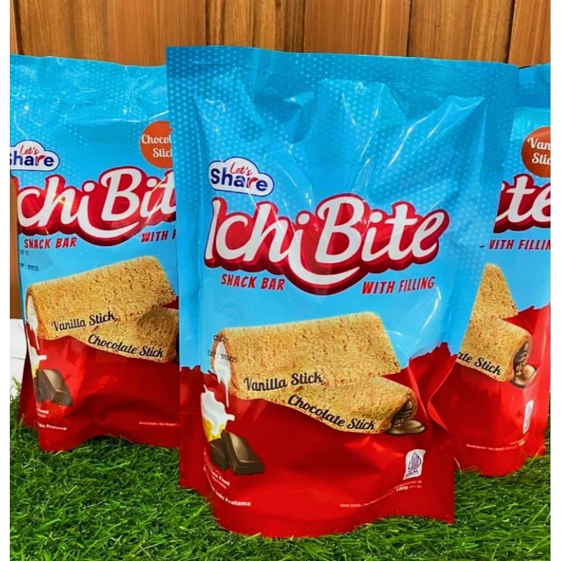 

Lets share ICHI BITE Snack bar with filling vanila / coklat 100 gram