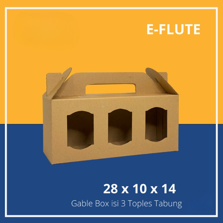 

( 10 pcs ) Box Jinjing 3 Toples Jar 800ml Kardus Tenteng Kemasan Kue Kering Packaging Hampers Ukuran 28x10x14 cm