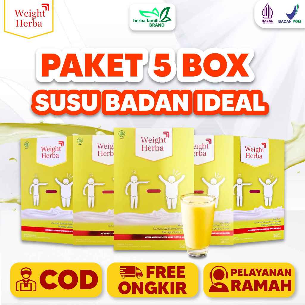 

[READY] 5 BOX WEIGHT HERBA Susu Jamu Penambah Nafsu Makan dan Berat Badan Alami 100% Original Halal BPOM
