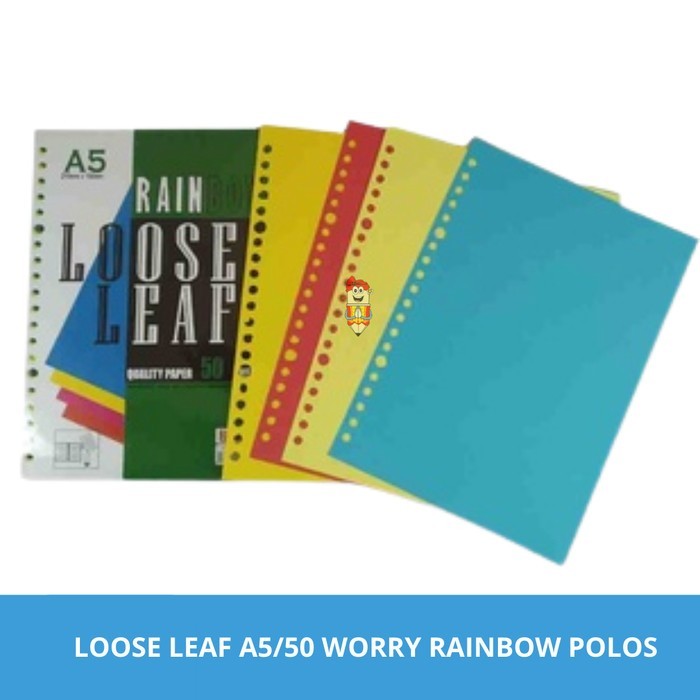 

Loose Leaf A5 Polos warna rainbow 50 Lembar