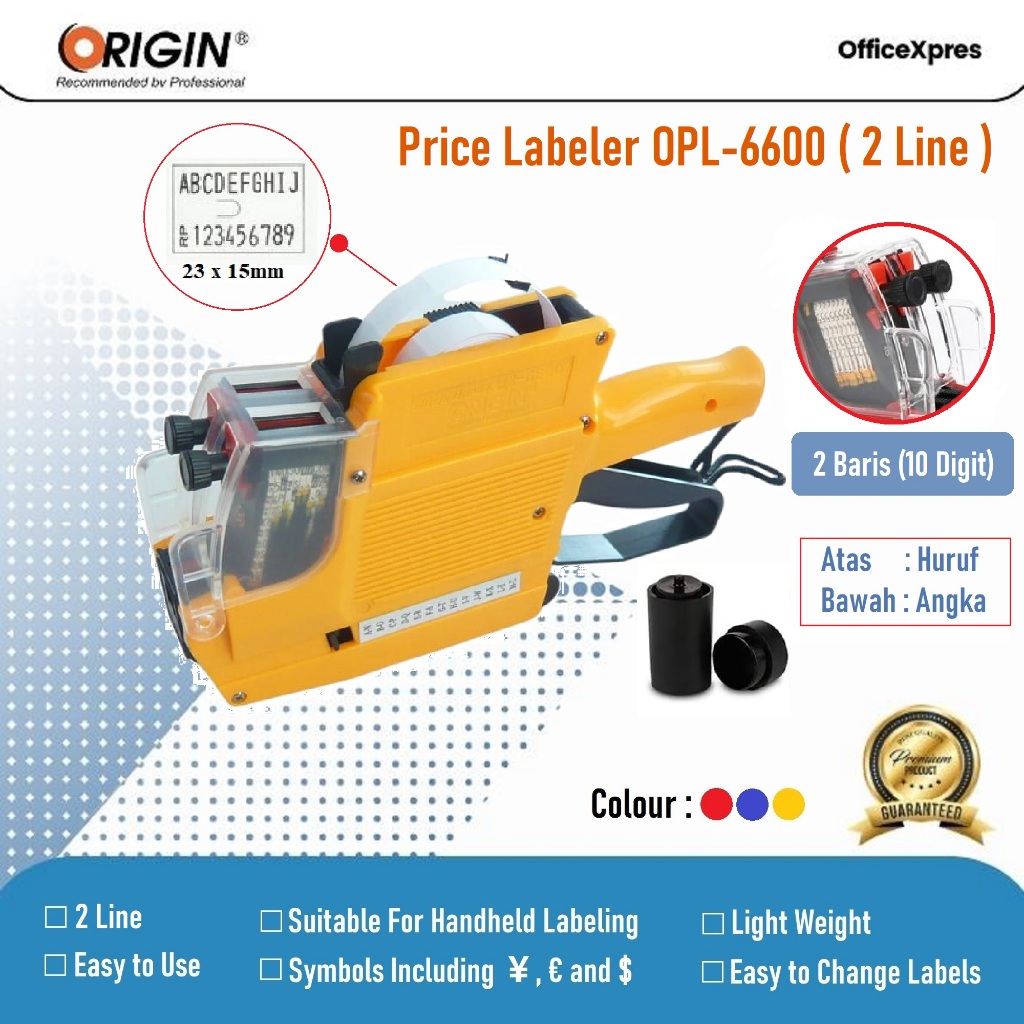 

Mesin Alat Label Harga 2 baris 10 digit / Price Label / label Harga OPL Labeller Origin 6600