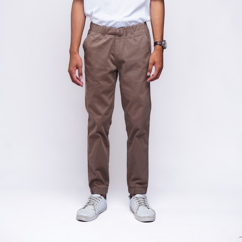 Chinos Jogger Pinggang Karet Twill Celana Panjang Pria Wanita Unisex Stretch Joger Mike Pants DLINE