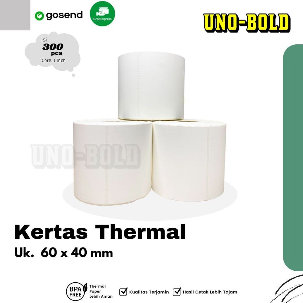 

LABEL STICKER THERMAL 60x40 x 1 LINE BARCODE 60x40 UKURAN A7 ISI 500 PCS