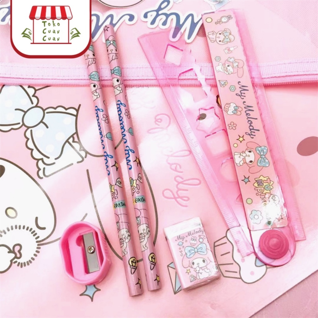 

D3W! TCC Set Alat Tulis Sekolah SANRIO Cinnamoroll Kuromi Mymelody Pompurin Kado Anak