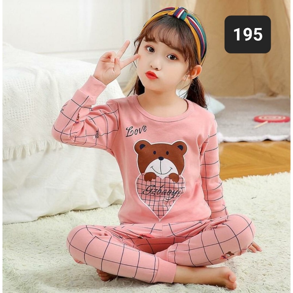 Baju Set Anak Cewek / Stelan Anak Perempuan / Piyama Anak Kecil / Baju Tidur Anak umur 1th-10th 195